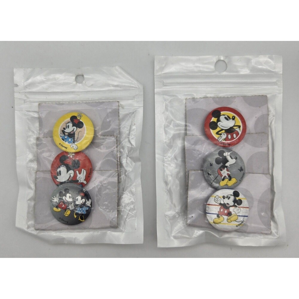 6 Disney Mickey Minnie Mouse Mini Button Pins Set Lot New Backpack Jacket Hat